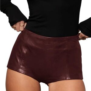 Women's Burgundy Leather Shorts